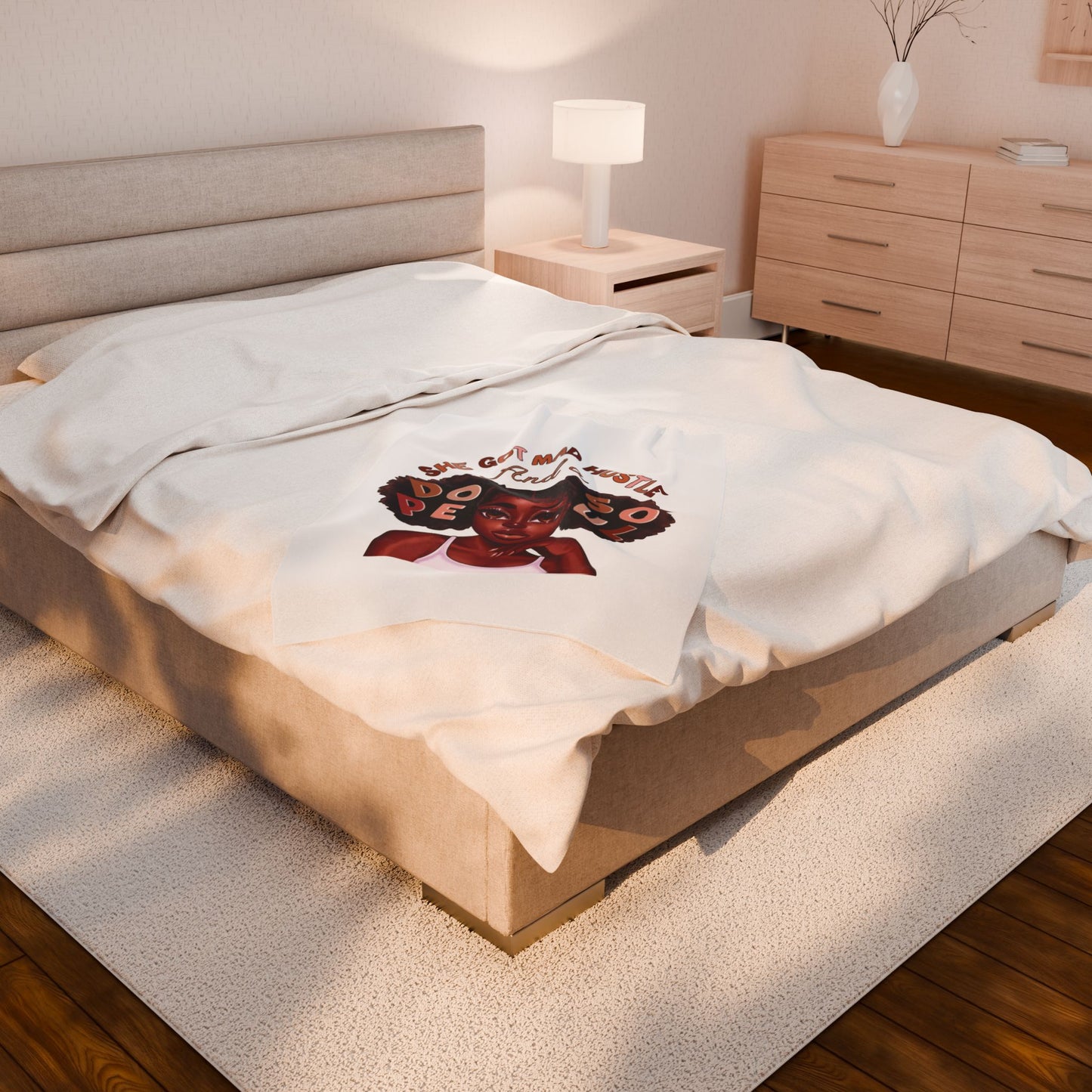 Inspirational Velveteen Plush Blanket - 'She Got Mad Hustle and a Dope Soul'