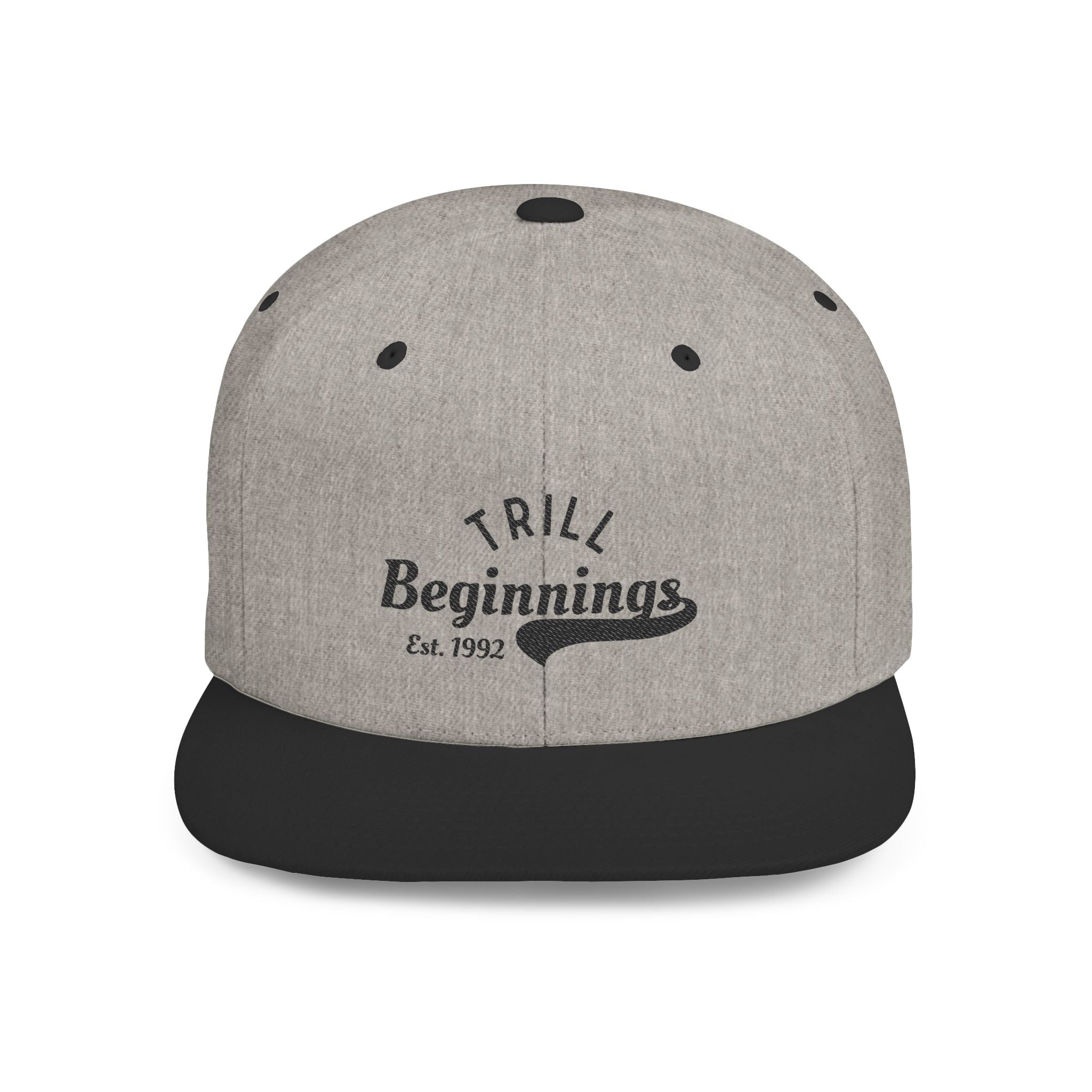 Trill Beginnings Flat Bill Snapback Hat — Retro Script Logo Cap