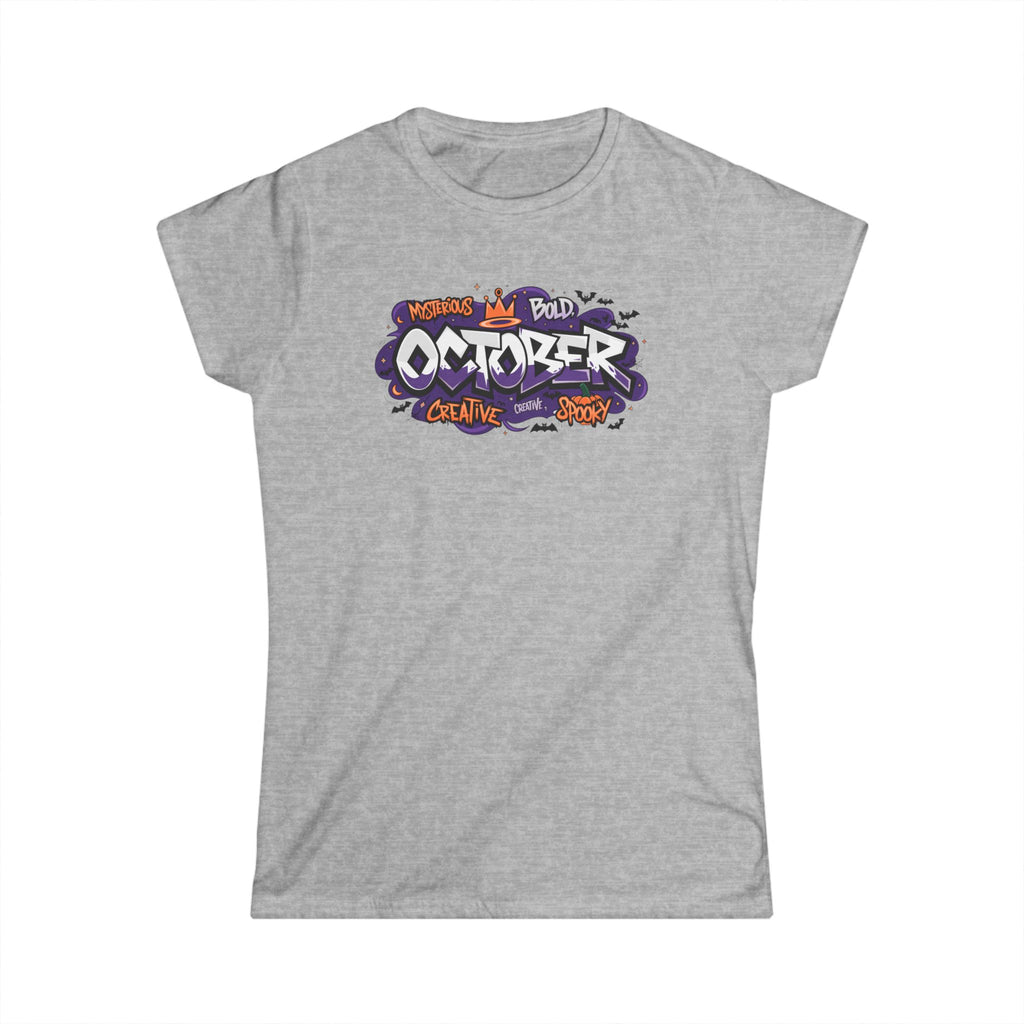 October Halloween Graphic Tee — "October" Graffiti Style Women's T-Shirt
