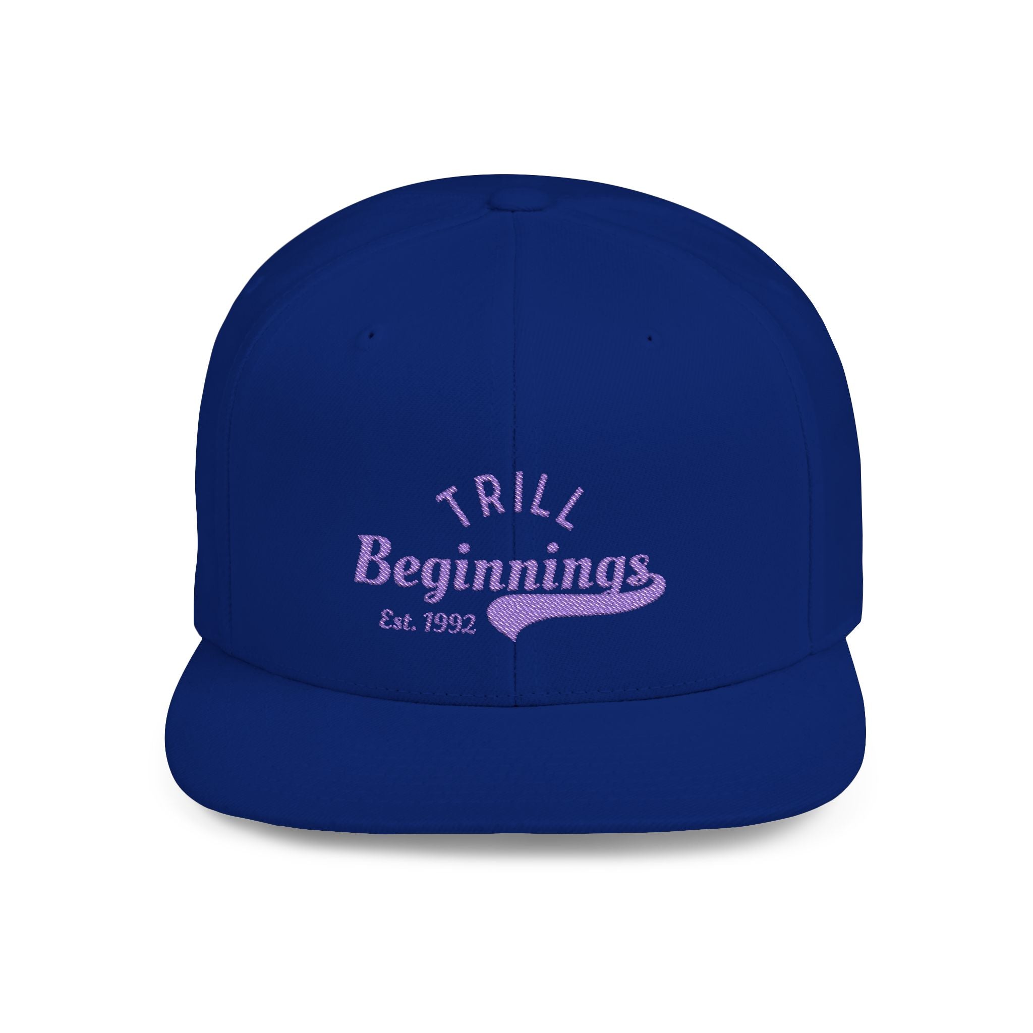 Trill Beginnings Flat Bill Snapback Hat — Retro Script Baseball Cap (Est. 1992)