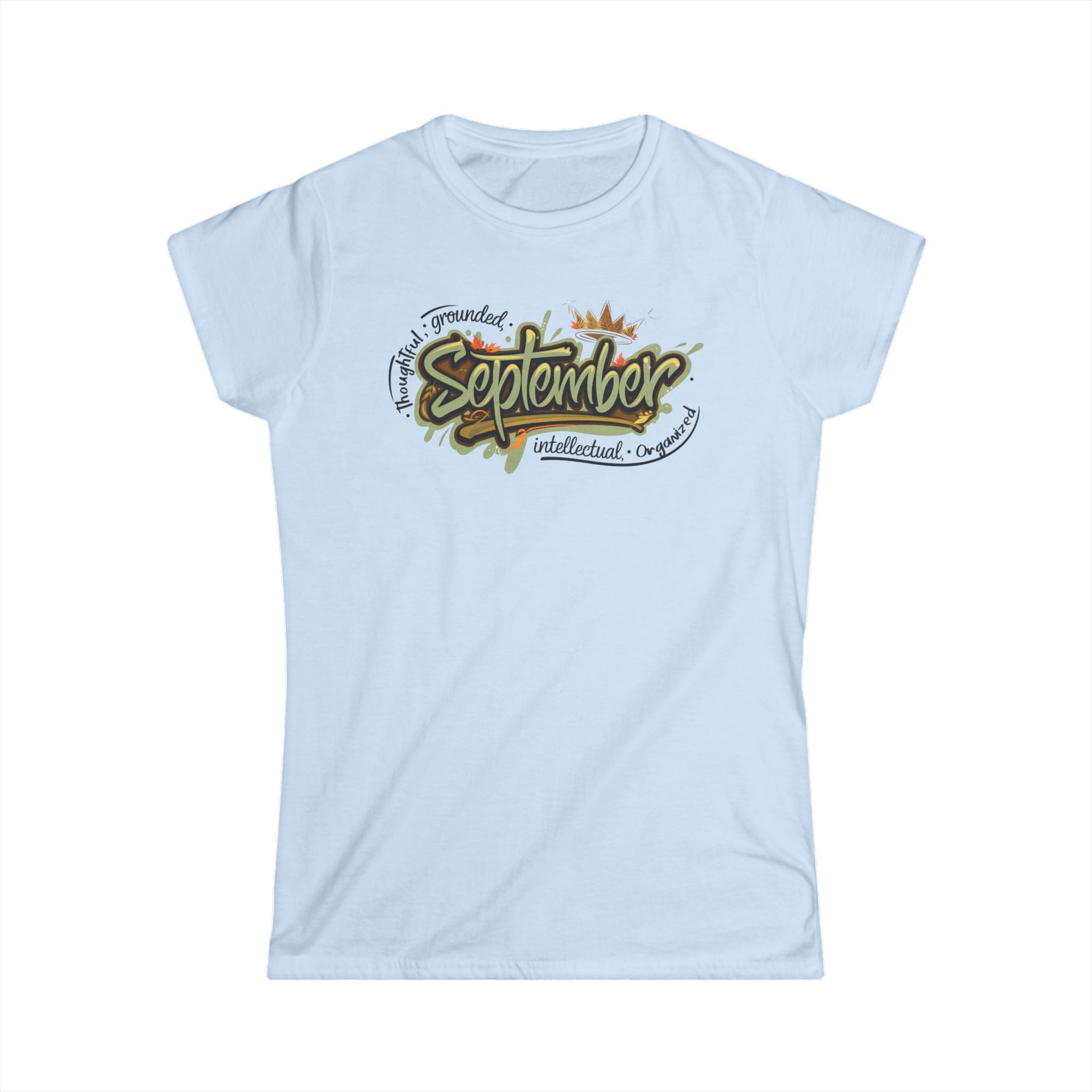 September Birthday Tee — Floral Script "September" Women's Shirt