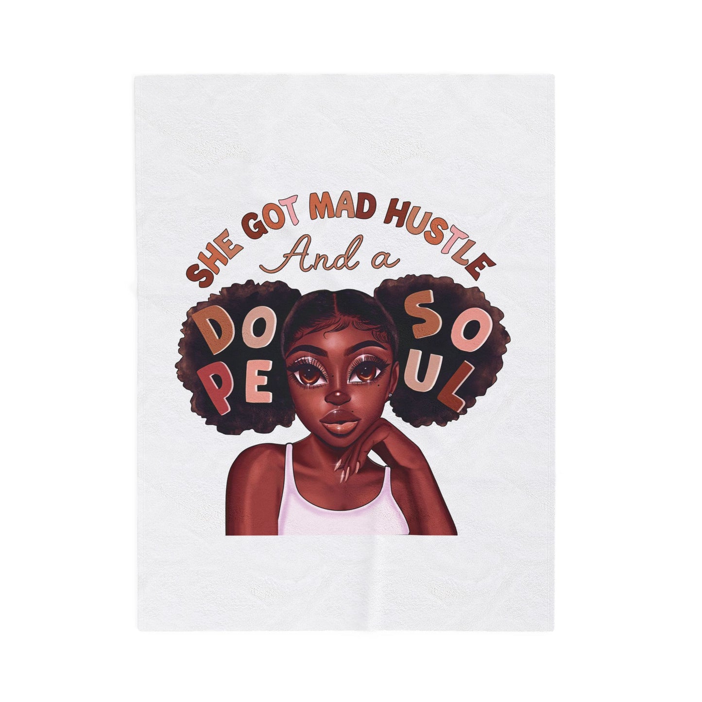 Inspirational Velveteen Plush Blanket - 'She Got Mad Hustle and a Dope Soul'