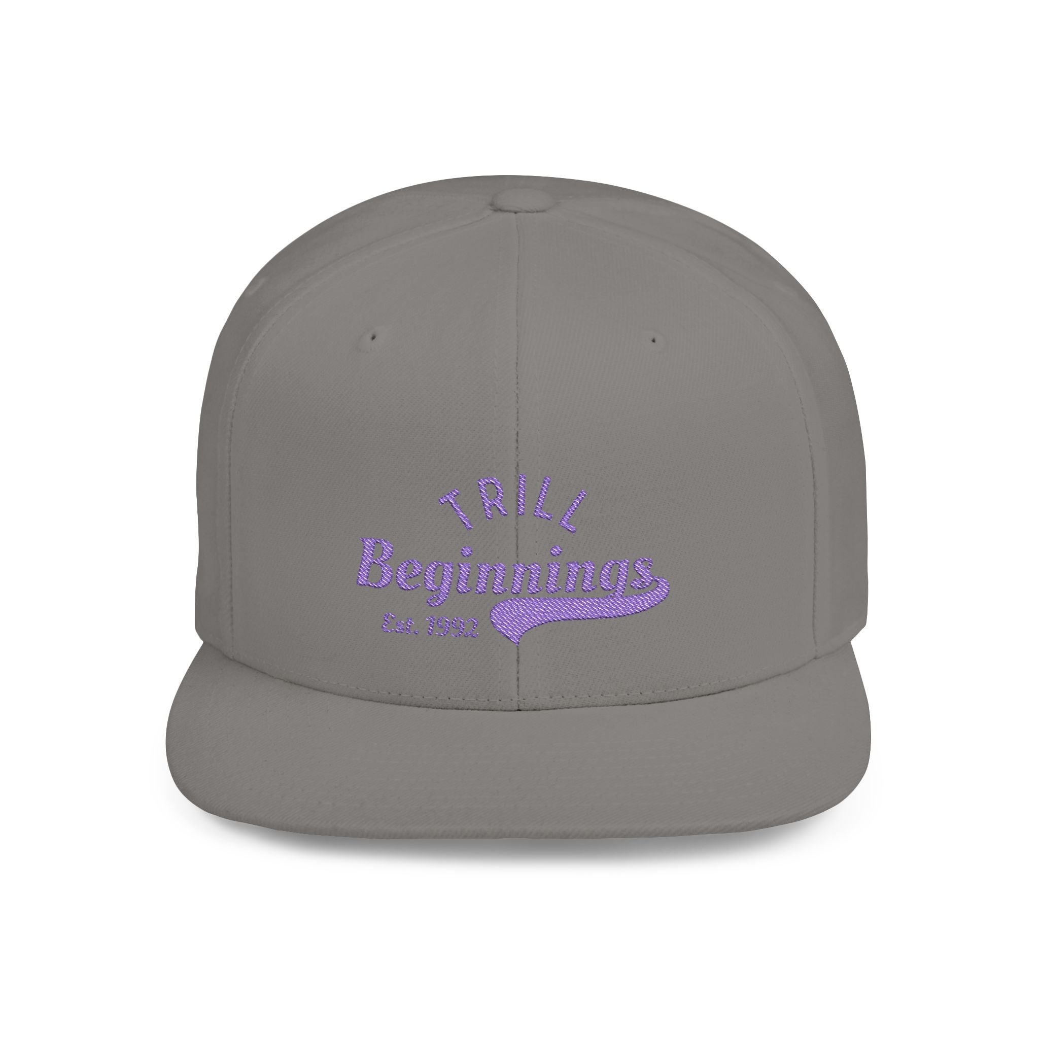 Trill Beginnings Flat Bill Snapback Hat — Retro Script Baseball Cap (Est. 1992)