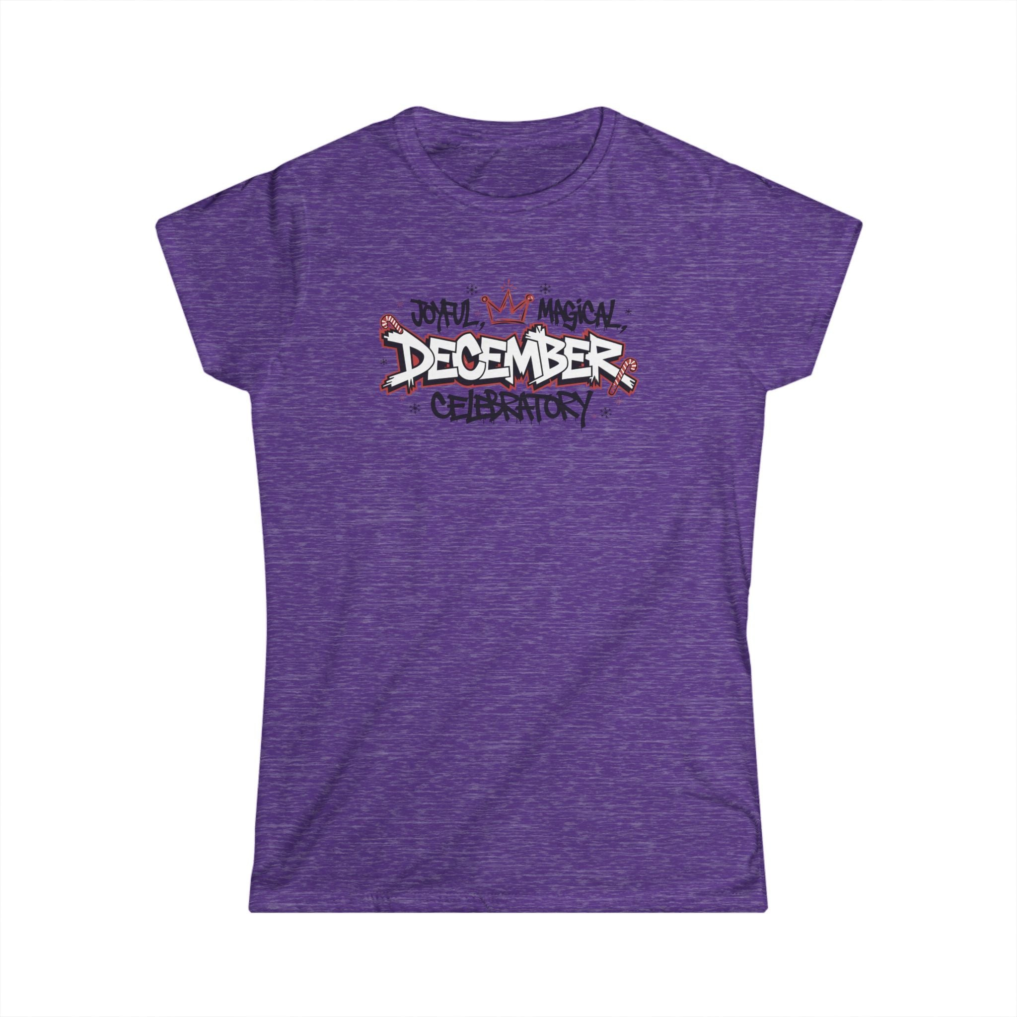 December Celebratory Tee - "Joyful Magical December" Women's Holiday Shirt