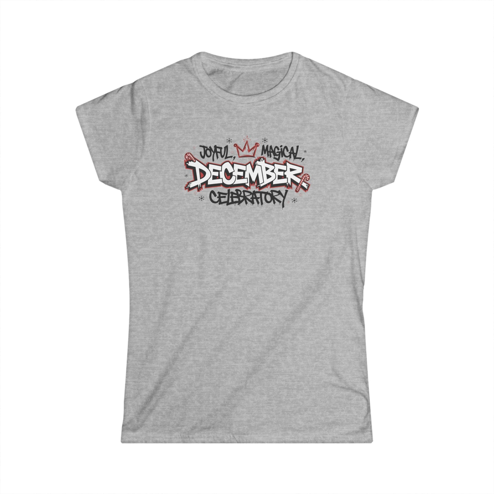 December Celebratory Tee - "Joyful Magical December" Women's Holiday Shirt
