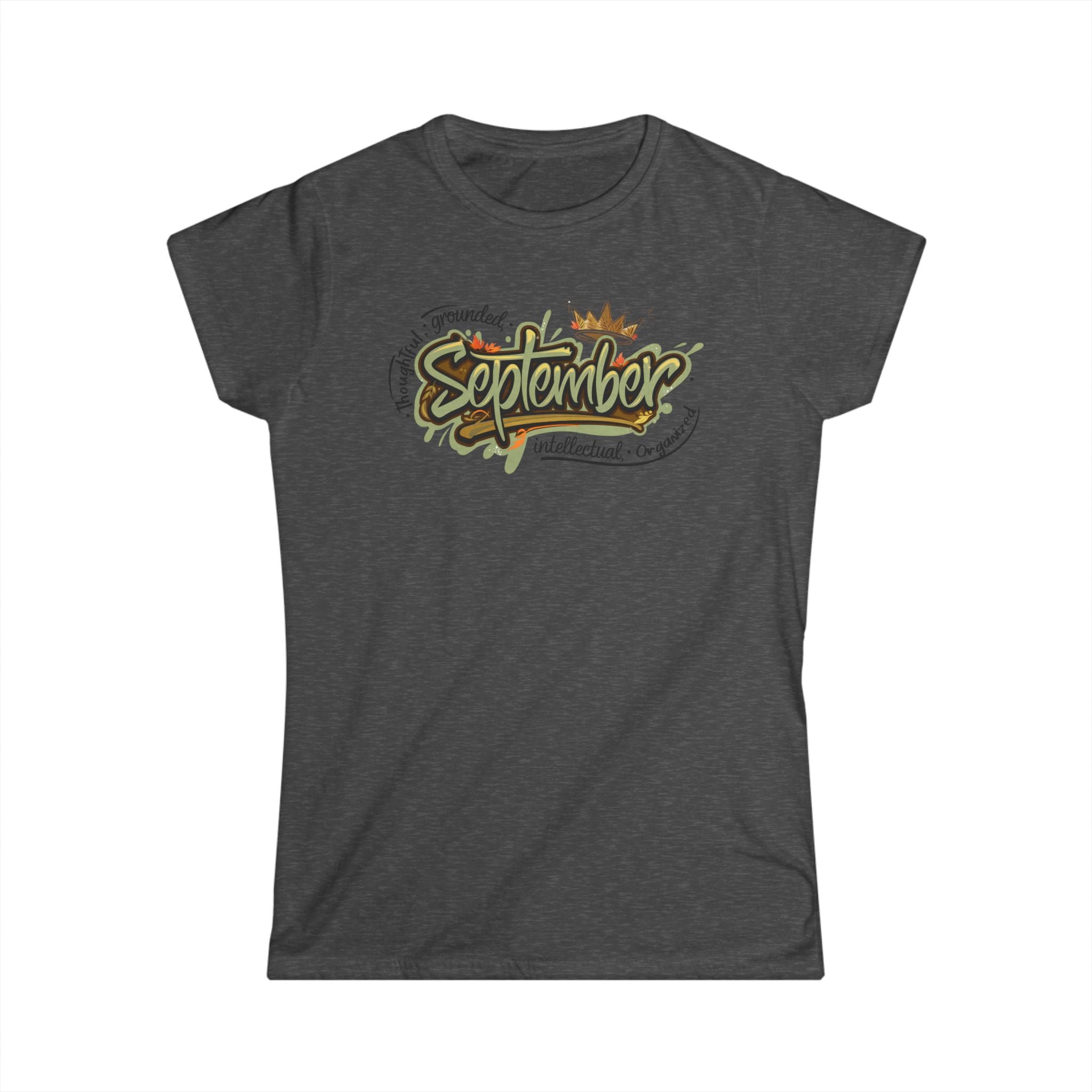 September Birthday Tee — Floral Script "September" Women's Shirt