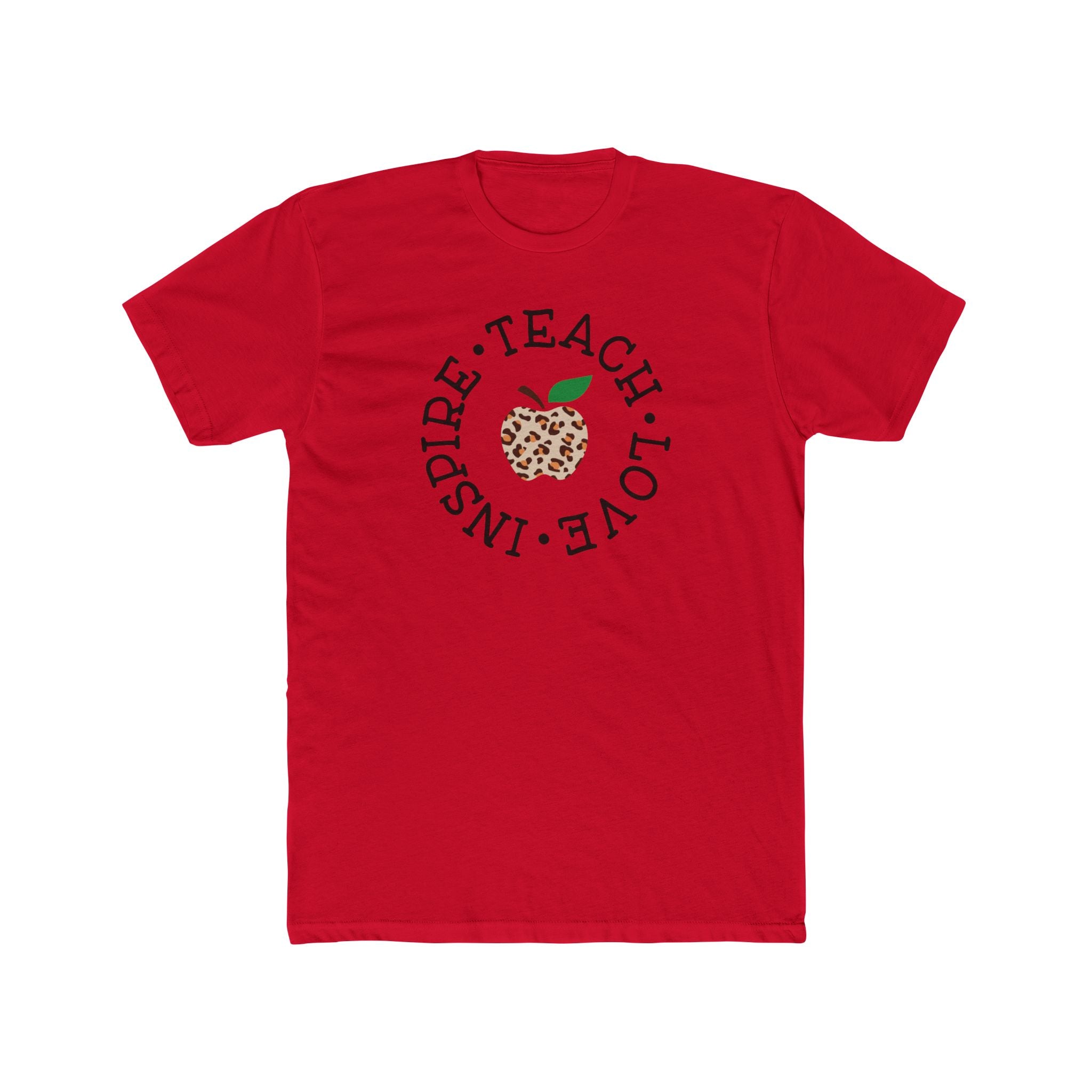 Teacher Inspire Teach Love Leopard Apple T-Shirt