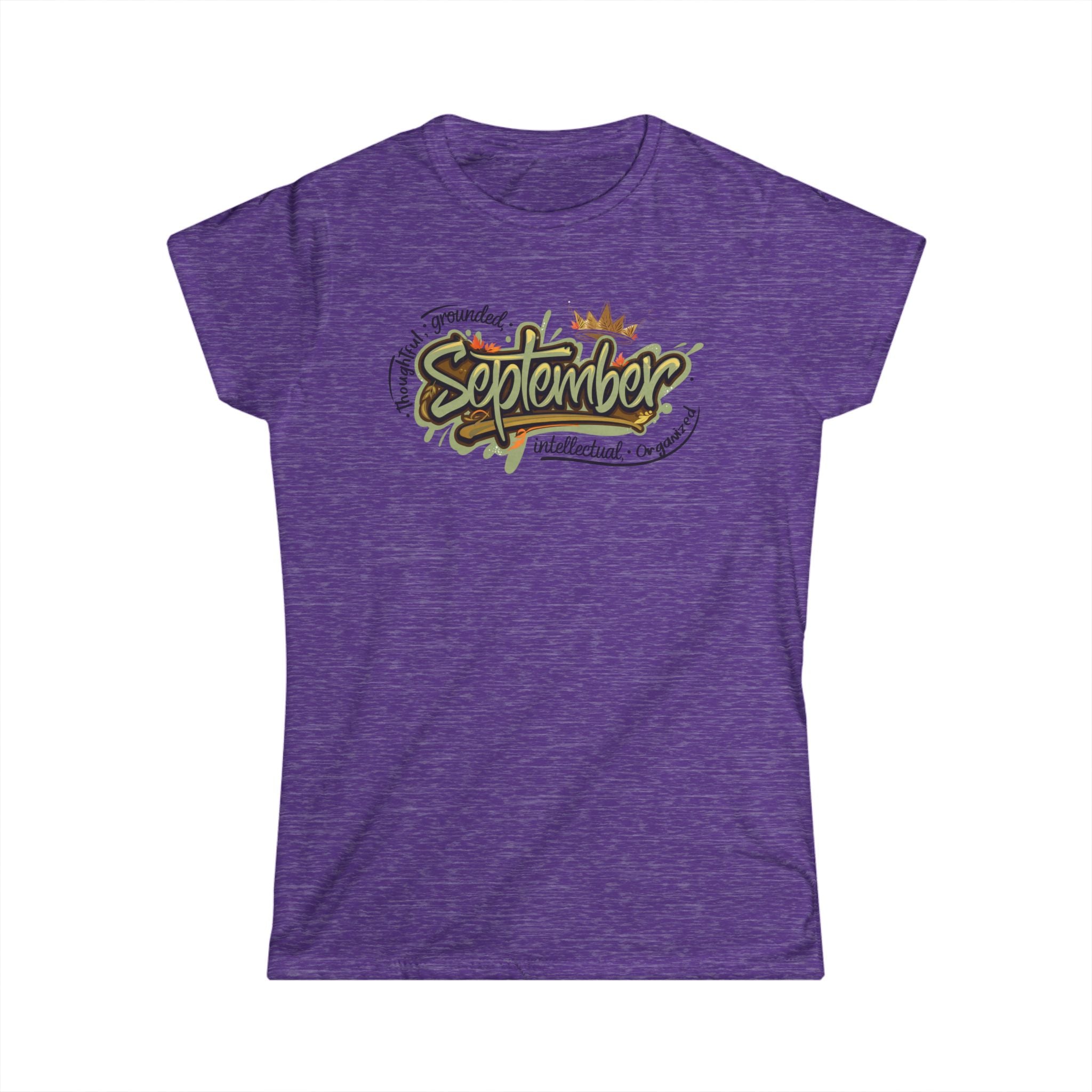 September Birthday Tee — Floral Script "September" Women's Shirt