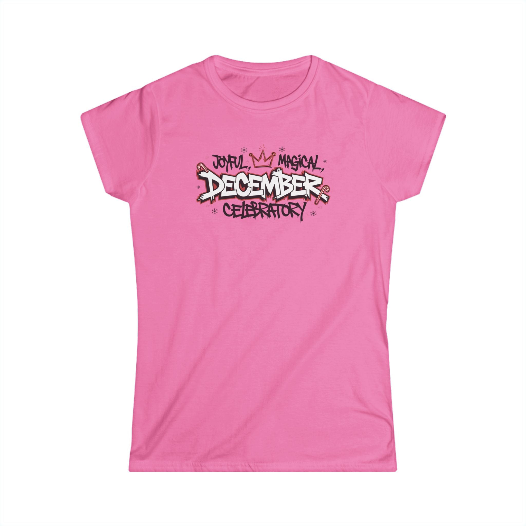 December Celebratory Tee - "Joyful Magical December" Women's Holiday Shirt