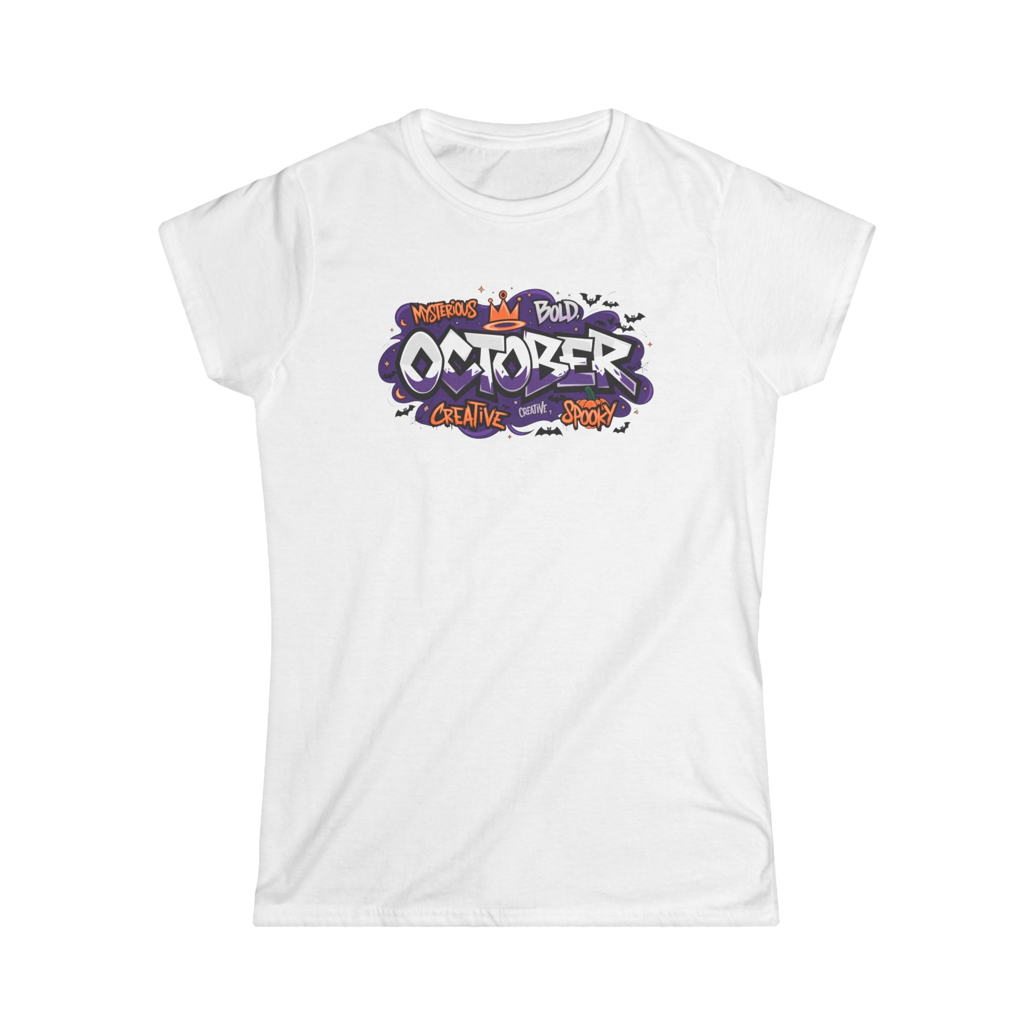 October Halloween Graphic Tee — "October" Graffiti Style Women's T-Shirt