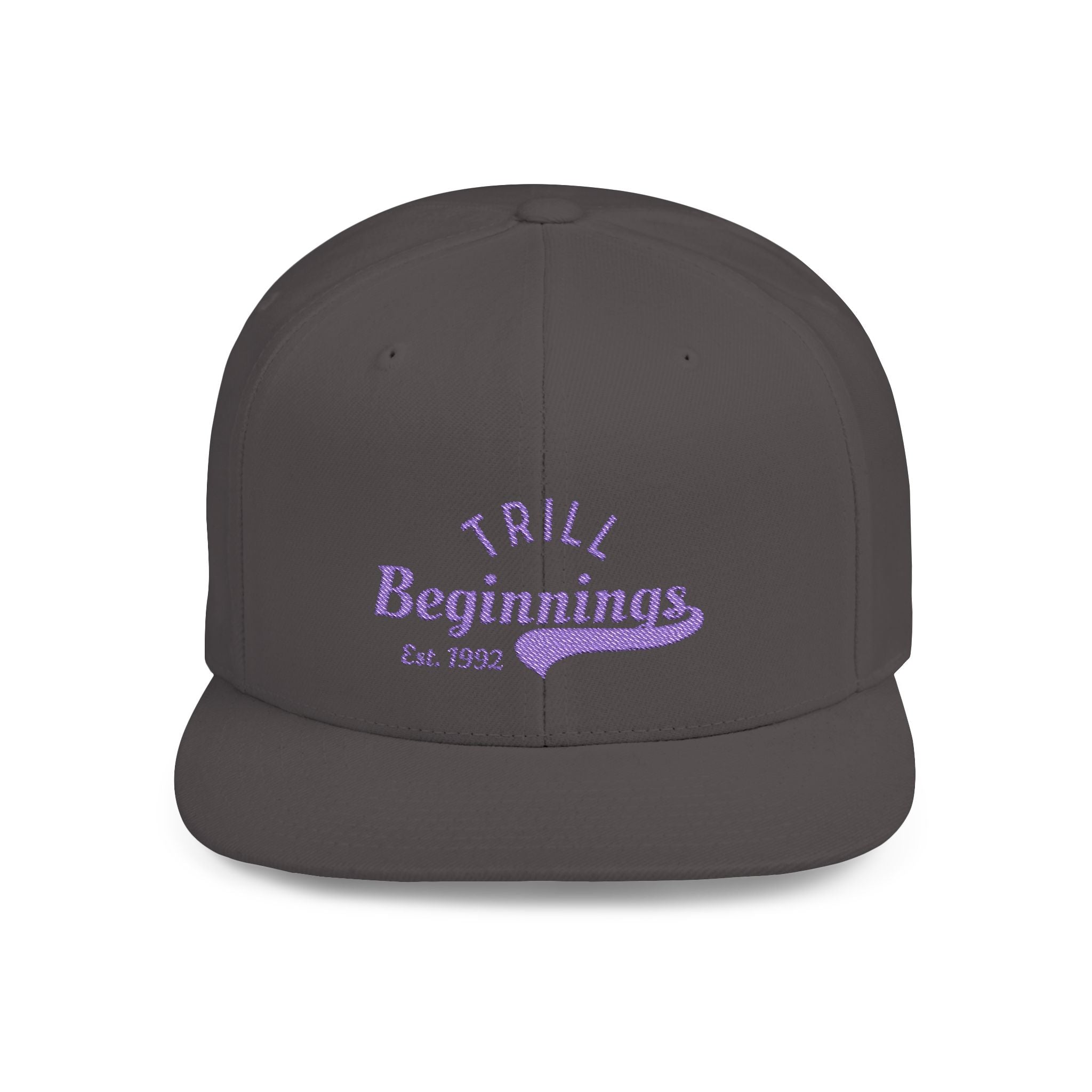 Trill Beginnings Flat Bill Snapback Hat — Retro Script Baseball Cap (Est. 1992)