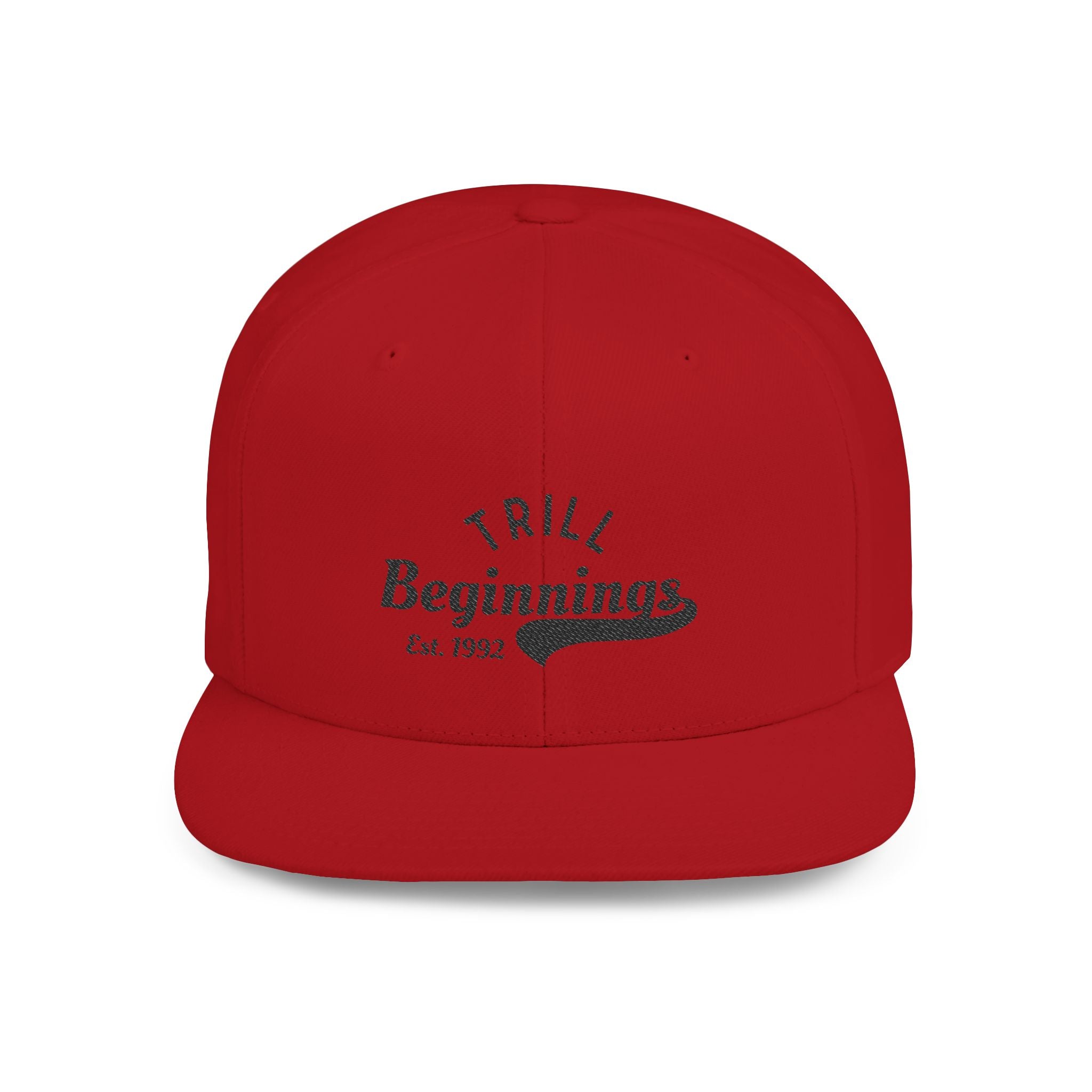 Trill Beginnings Flat Bill Snapback Hat — Retro Script Logo Cap