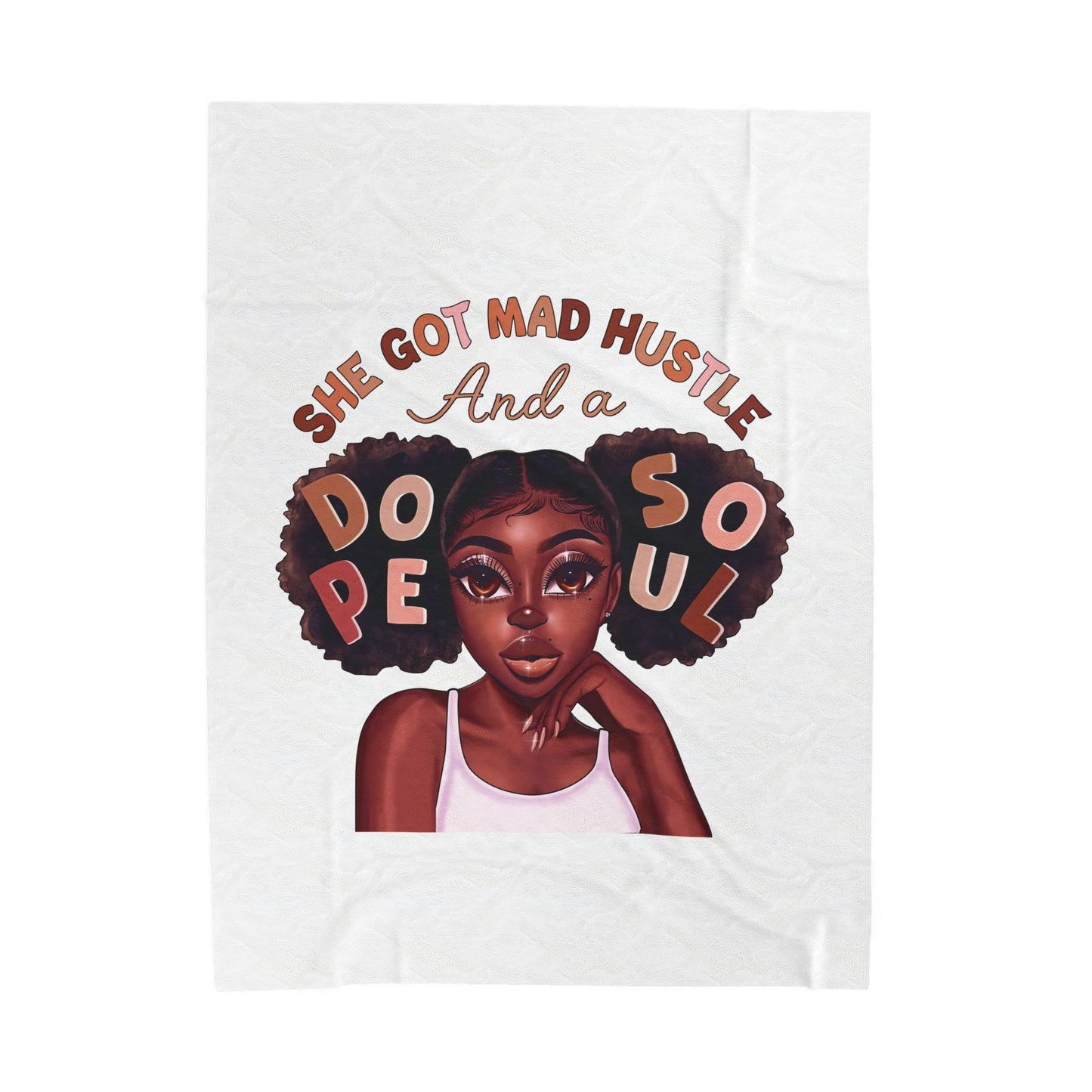 Inspirational Velveteen Plush Blanket - 'She Got Mad Hustle and a Dope Soul'