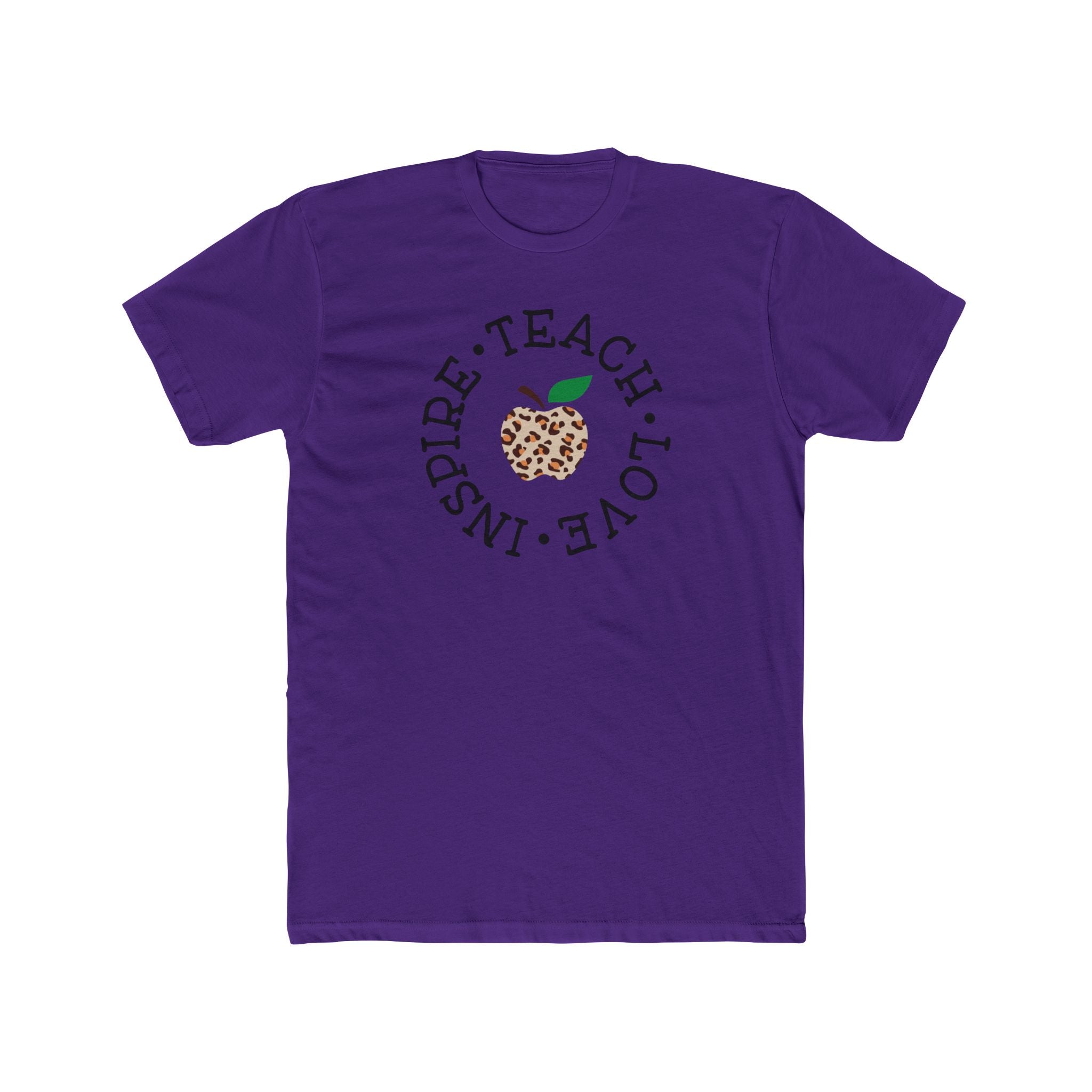 Teacher Inspire Teach Love Leopard Apple T-Shirt