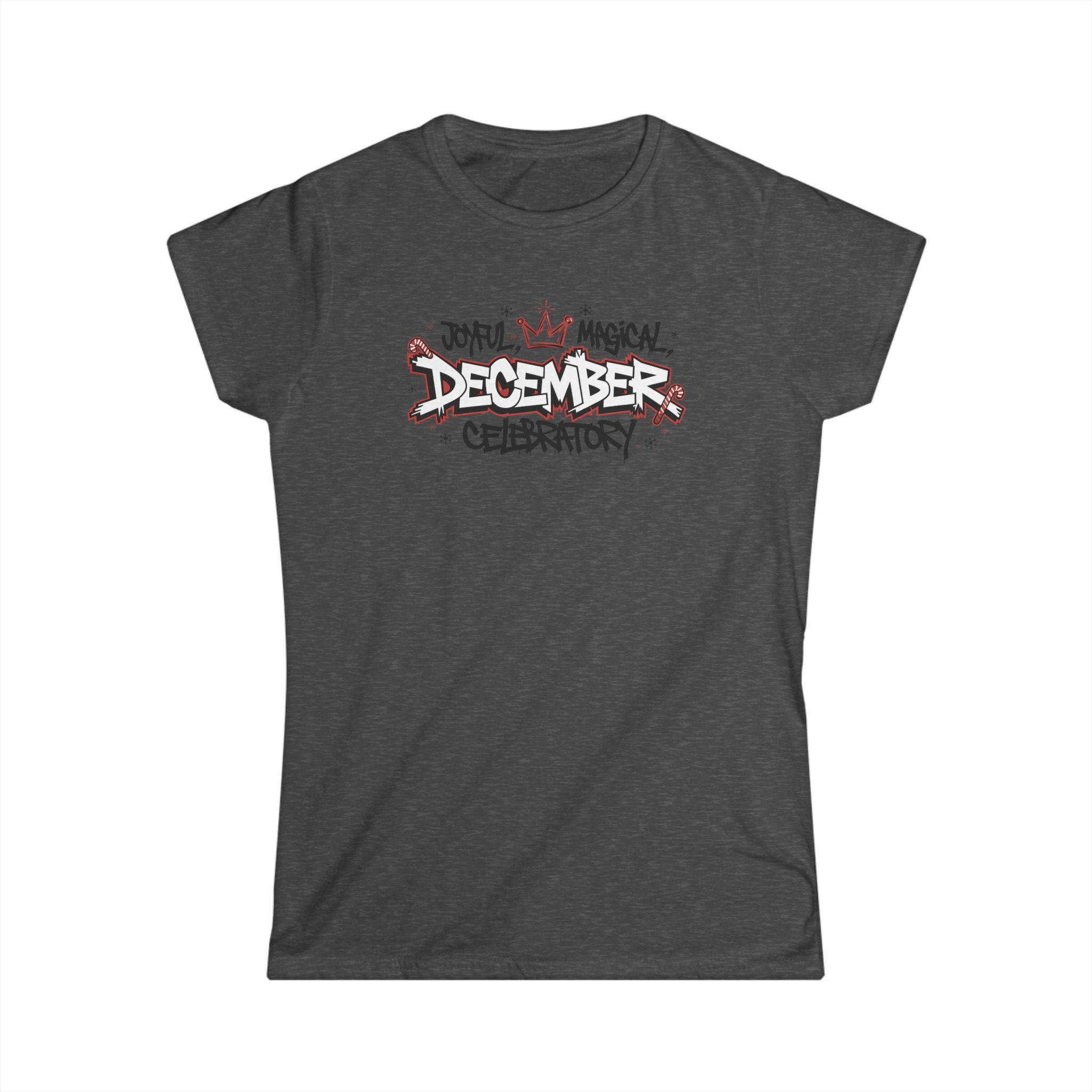 December Celebratory Tee - "Joyful Magical December" Women's Holiday Shirt
