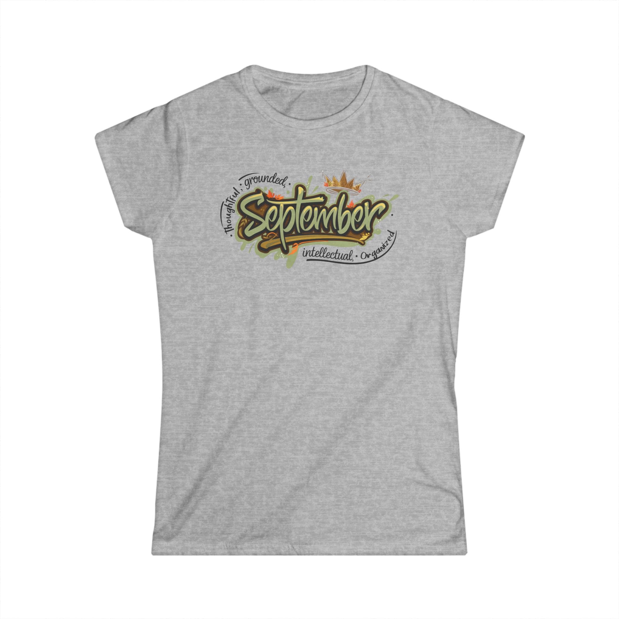 September Birthday Tee — Floral Script "September" Women's Shirt