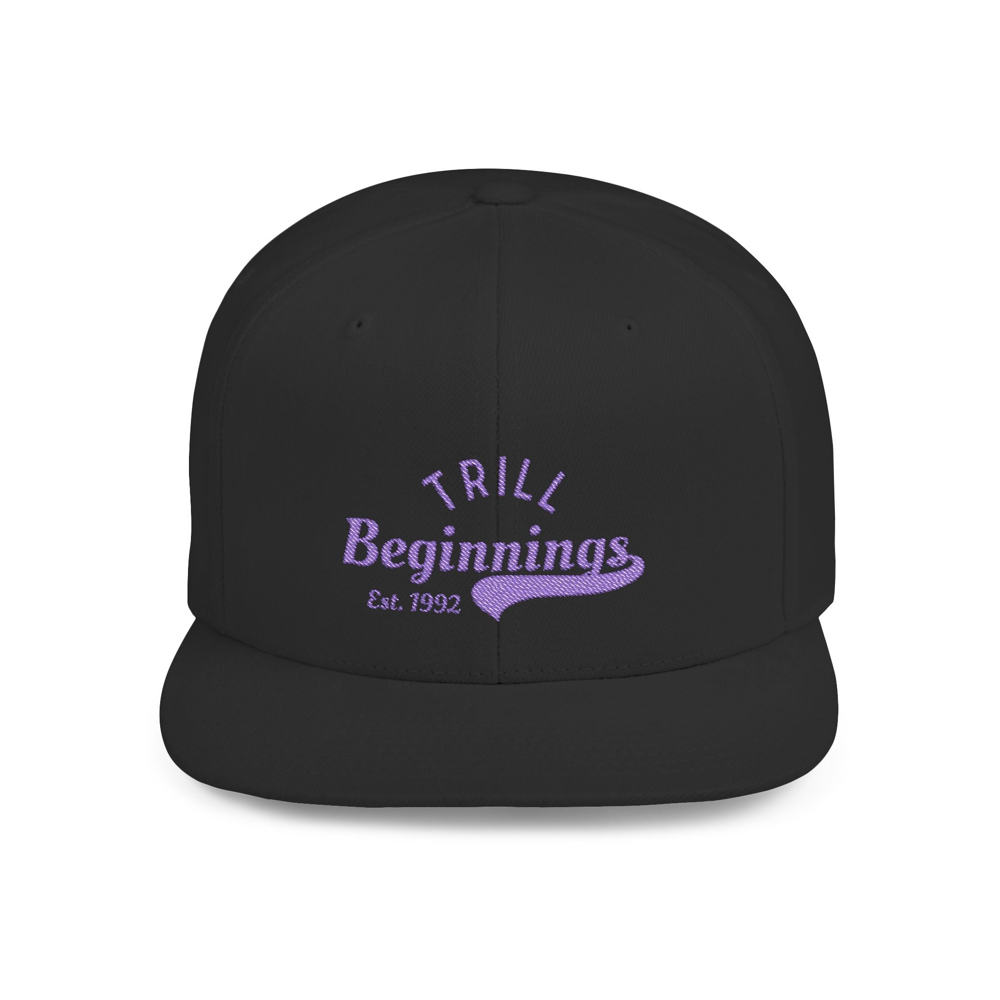 Trill Beginnings Flat Bill Snapback Hat — Retro Script Baseball Cap (Est. 1992)