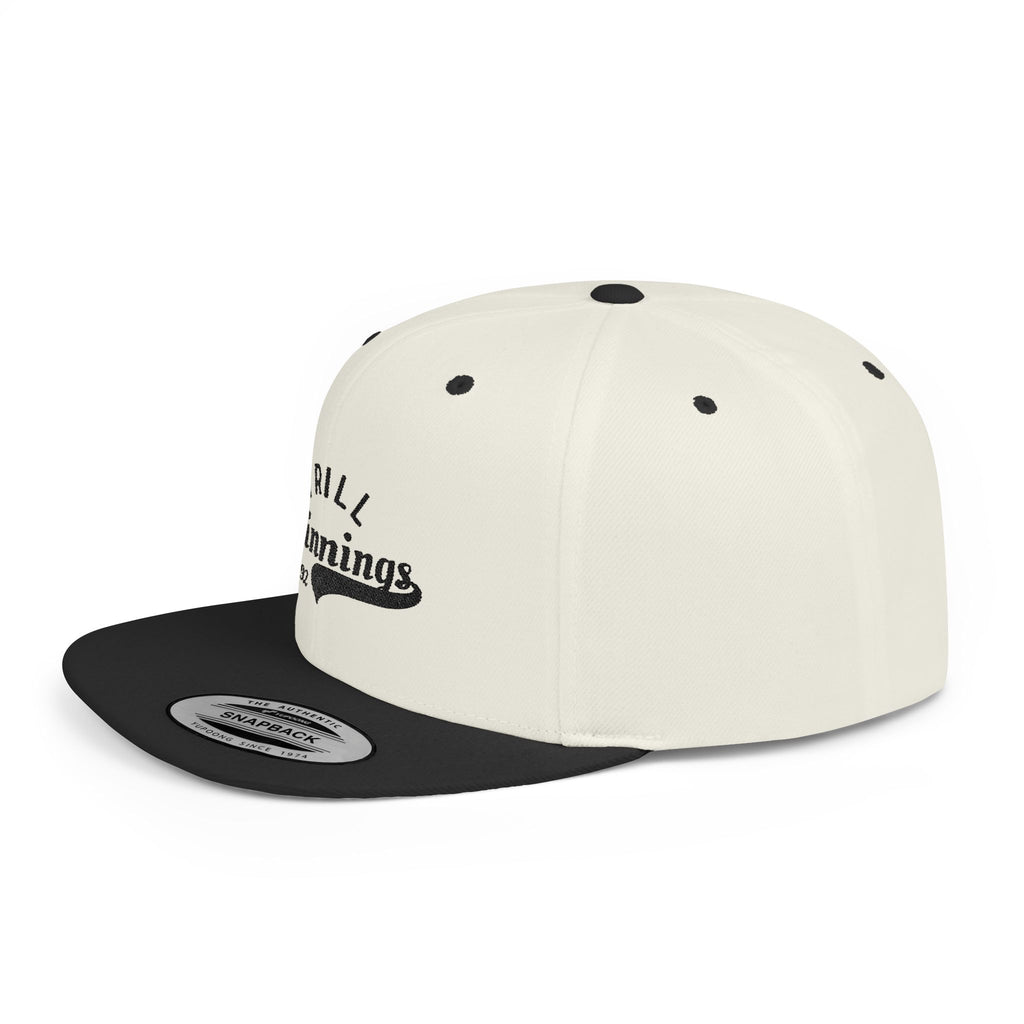 Trill Beginnings Flat Bill Snapback Hat — Retro Script Logo Cap